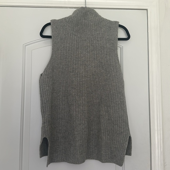 DKNY Pure Cashmere Wool Blend Mock Neck Sleeveless Sweater Gray Sz M - Picture 6 of 6
